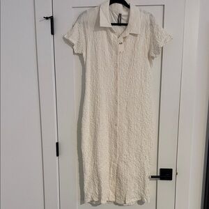 NWT Anthropologie Cream Textured Midi Dress